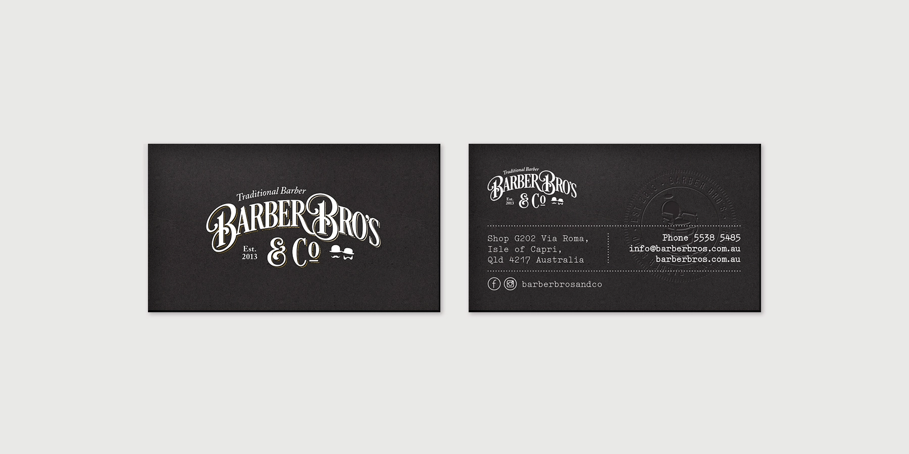 Barber Bros & Co business card design by Kaliber Studio