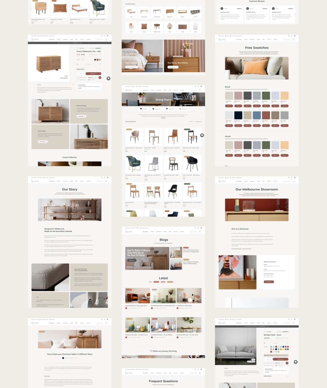 RJ Living responsive e commerce website design by Kaliber Studio
