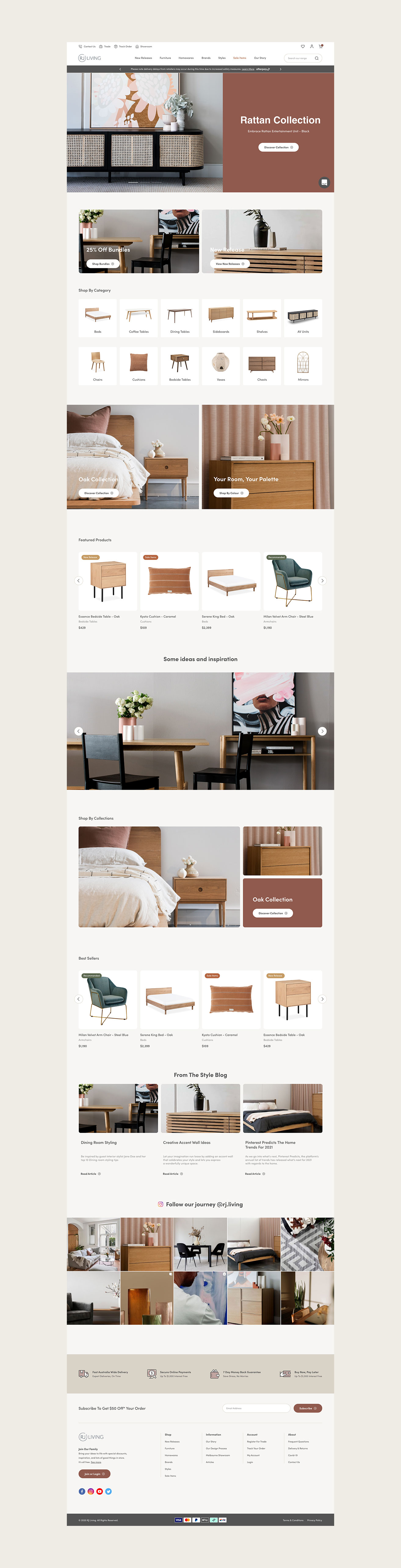 RJ Living responsive e commerce website design by Kaliber Studio