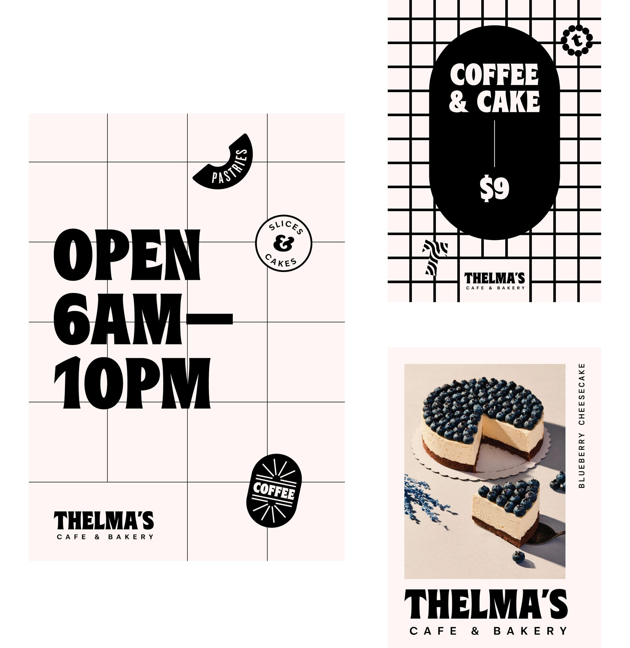Thelma's Cafe & Bakery poster and print design by Kaliber Studio